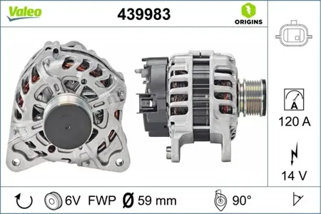 VALEO 439983 Генератор, 14В 120А