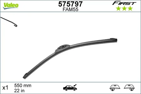 VALEO 575797 Щетка стеклоочистителя  плоская 55022' First Pyramid
