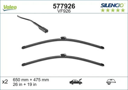 VALEO 577926 Щетки стеклоочистителя , со спойлером, комплект 480мм19+650мм26