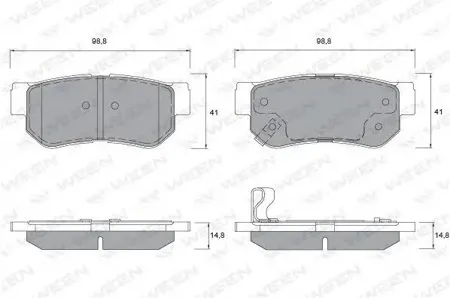 WEEN 1511133 Колодки торм.задние Hyundai Sonata IV (EF), Sonata V (NF), Getz (TB),Elantra (HD), Santa Fe I (SM), Tucson