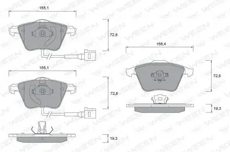 WEEN 1511254 Колодки торм.передние VW Passat (3C2), Passat Variant (3C5), Passat CC (357), Golf V (1K1), Golf Pl
