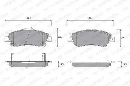 WEEN 1512586 Колодки торм.передние Honda CR-V IIIIV