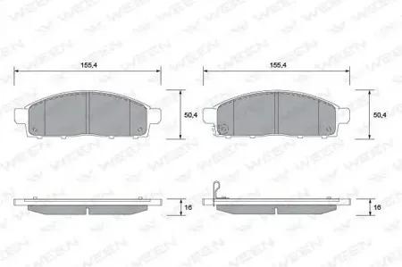 WEEN 1512592 Колодки торм.передние Mitsubishi L200Triton (KA,KB,KJ,KK,KL), Pajero Sport II (KH,KG), Fiat Fullback (502,