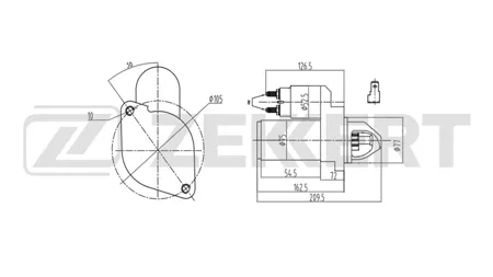 ZEKKERT AN1111 Стартер Hyundai Tucson 04-, Elantra III 00-, Lantra II 95-, Coupe I,II 96-, Kia Cerato 04-, Spectra 04-