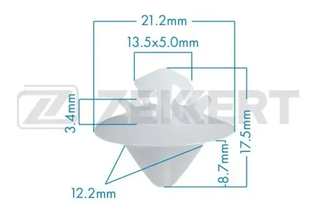ZEKKERT BE1727 Клипса крепёжная Citroen , Peugeot (миним. кол-во заказа 10 шт)
