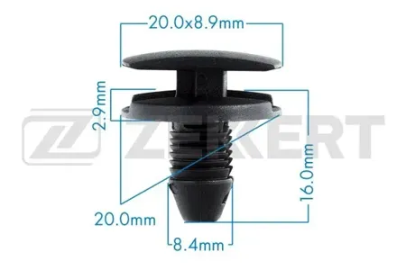 ZEKKERT BE2400 Клипса крепёжная Alfa Romeo , Citroen , Fiat , General Motors , Lancia, Peugeot (миним. кол-во заказа 10 шт)