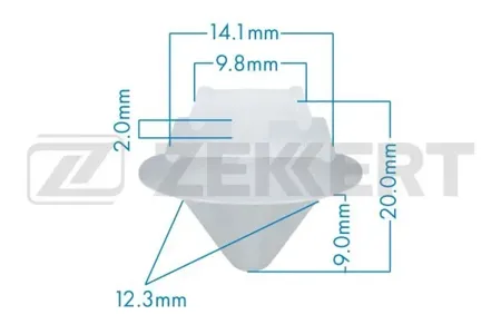ZEKKERT BE2407 Клипса крепёжная Alfa Romeo , Citroen , Fiat , Lancia, Peugeot , Renault (миним. кол-во заказа 10 шт)