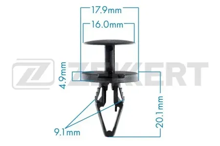 ZEKKERT BE2580 Клипса крепёжная Chrysler , Citroen , Ford , General Motors , Peugeot (миним. кол-во заказа 10 шт)