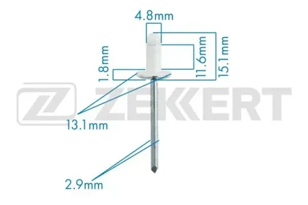 ZEKKERT BE2589 Заклёпка Toyota (миним. кол-во заказа 10 шт)