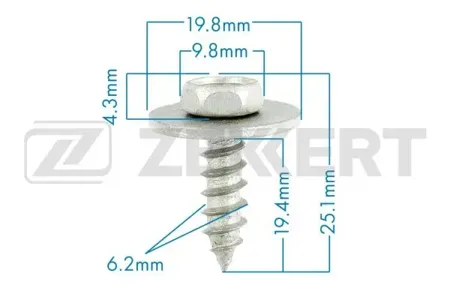 ZEKKERT BE2631 Саморез Toyota (миним. кол-во заказа 10 шт)