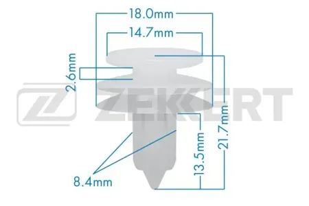 ZEKKERT BE2701 Клипса крепёжная Chrysler (миним. кол-во заказа 10 шт)