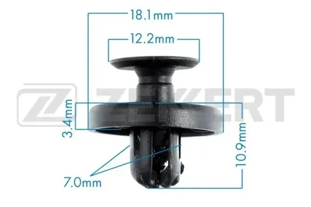 ZEKKERT BE3495 Клипса крепёжная General Motors , Subaru , Toyota (миним. кол-во заказа 10 шт)