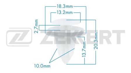 ZEKKERT BE3670 Клипса крепёжная General Motors , Honda , Mazda , Mitsubishi , Subaru , Suzuki , Toyota (миним. кол-во заказа 10 шт)