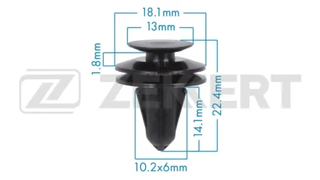 ZEKKERT BE3871 Клипса крепёжная Ford (миним. кол-во заказа 10 шт)