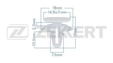 ZEKKERT BE3974 Клипса крепёжная Ford (миним. кол-во заказа 10 шт)