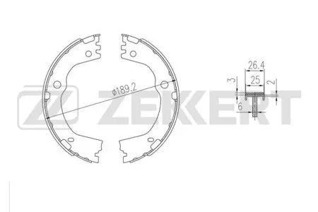 ZEKKERT BK4012 Колодки торм.барабанные задн., стоян. торм. Kia Sorento II 10-, Sportage IV 15-, Hyundai Santa Fe II 10-, Tucson III 15-