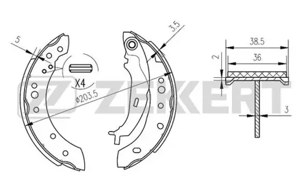 ZEKKERT BK4053 Колодки торм.барабанные задн. Mitsubishi Colt VI 04-, Smart Forfour (454) 04-