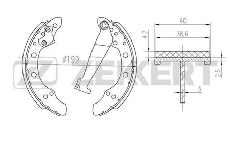 ZEKKERT BK4075 Колодки торм.барабанные задн. Audi 100 II 76-, 80 III-IV 78-, 90 II-III 84-, Chery Fengyun (A11) 09-, VW Golf II 83-, Jetta II 86-