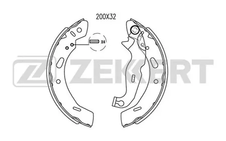 ZEKKERT BK4095 Колодки торм.барабанные задн. Ford Fiesta VI 08-, Mazda 2 III 07- (замена для BK-4132)
