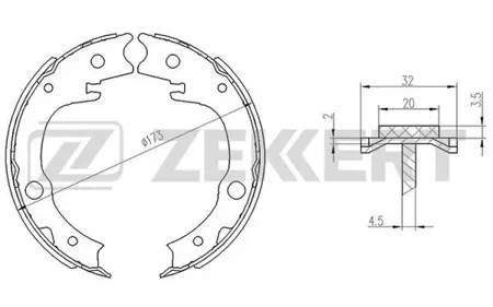 ZEKKERT BK4097 Колодки торм.барабанные задн. Toyota Avensis (T250) 03-, Celica (T230) 99-, Corolla (E110,E120) 99-, Prius (W10) 00-, Yaris (P10) 99-
