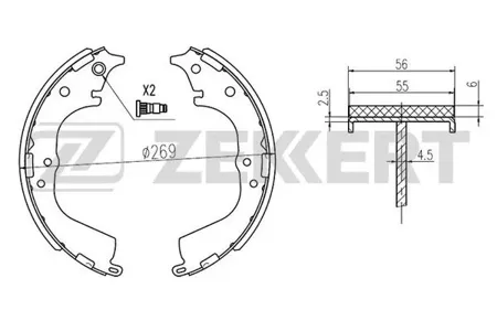 ZEKKERT BK4107 Колодки торм.барабанные задн. Toyota Hiace (H100,H200) 93-, Hilux (N100) 88-, VW Taro 94-