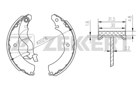 ZEKKERT BK4114 Колодки торм.барабанные задн. Honda legend III 04-, Mitsubishi Lancer IX 03-, Chery Kimo (A1) 07-