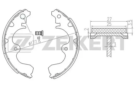 ZEKKERT BK4117 Колодки торм.барабанные задн. Toyota Paseo (L540) 97-, Starlet (P80,P90) 89-