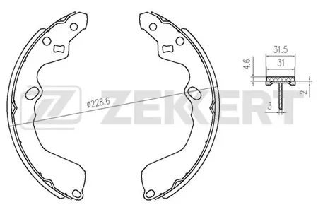 ZEKKERT BK4127 Колодки торм.барабанные задн. Mazda 626 IV 92-, Kia Carens I, II 00-, Clarus 96-, Ford USA Probe II 93-