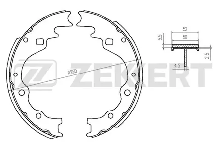 ZEKKERT BK4129 Колодки торм.барабанные задн. Kia K2500 03-, K2700 99-, Pregio 95-, Besta 92-, Mazda E-Serie E2000 83-, E-Serie E2200 85-