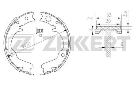 ZEKKERT BK4134 Колодки торм.барабанные задн., стоян. торм. Subaru Legacy (BG, BD) 94-, Impreza (GF, GC, GFC, GG, GD) 92-, Forester (SF, SG) 98-