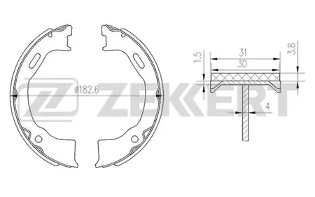 ZEKKERT BK4149 Колодки торм.барабанные задн., стоян. торм. Jeep Cherokee III 01-, Wrangler II 96-