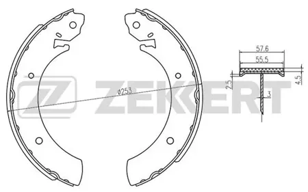 ZEKKERT BK4157 Колодки торм.барабанные задн. Hyundai H100 93-, Sonata III 93-, Mercedes 100 (631) 88-, Renault Master 80-, SsangYong Rexton Rexton II 04-