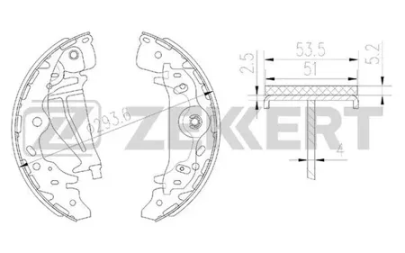 ZEKKERT BK4159 Колодки торм.барабанные задн. Hyundai H-1Starex 01-, H-1 Cargo 08-, H-1 Travel 08-