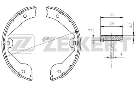 ZEKKERT BK4164 Колодки торм.барабанные задн., стоян. торм. Audi Q7 06-, лев,прав Range Rover III 02-, Mercedes GL-Class (164) 06-, VW Touareg 02-
