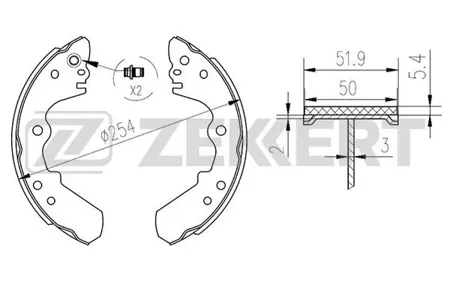 ZEKKERT BK4165 Колодки торм.барабанные задн. Isuzu Campo (KB) 88-, Trooper (UBS) 86-, Opel Frontera A 92-, Frontera A Sport 92-