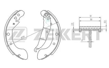 ZEKKERT BK4167 Колодки торм.барабанные задн. Chevrolet Rezzo (U100) 05-, Daewoo Leganza (KLAV) 97-, Nubira (J100) 97-, Rezzo (U100) 00-