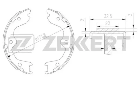 ZEKKERT BK4171 Колодки торм.барабанные задн., стоян. торм. Nissan 350Z (Z33,Z34) 02-, Teana (J31,J32) 03-, Infiniti EX (J50) 07-