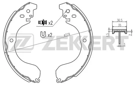 ZEKKERT BK4179 Колодки торм.барабанные задн. Chrysler Sebring (JS) 07-, Dodge Avenger 07-, Jeep Compass s (MK49) 06-