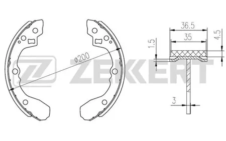 ZEKKERT BK4250 Колодки торм.барабанные задн. Hyundai ix35 10-, Kia Cerato 01-, Sephia 95-, Shuma I,II 97-, Sportage III 14-