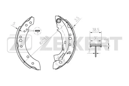 ZEKKERT BK4278 Колодки торм.барабанные задн. Citroen C2 03-, C3 02-, Renault Clio II, IV 01-, Dacia Logan II 12-, Sandero II 12-