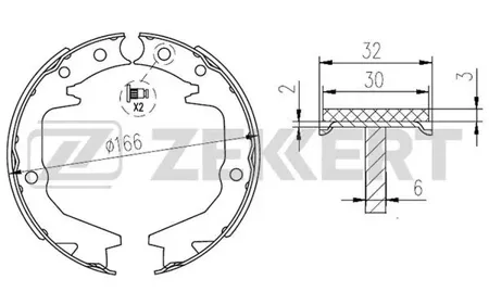 ZEKKERT BK4280 Колодки торм.барабанные задн., стоян. торм. Mitsubishi Galant VII,VIIII 92-, Eclipse I-II 91-, Lancer VII-IX 92-, Outlander 03-