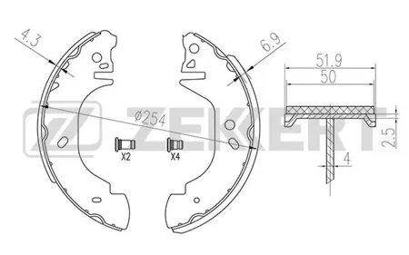 ZEKKERT BK4285 Колодки торм.барабанные задн. Ford Transit III,IV,V 85-