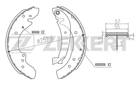 ZEKKERT BK4287 Колодки торм.барабанные задн. Citroen Jumper (230,244) 94-, Fiat Ducato (230,280) 82-, Peugeot Boxer (230, ZCT) 94-
