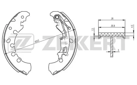ZEKKERT BK4302 Колодки торм.барабанные задн. Fiat Fiorino (225) 07-, Punto (199) 12-, Opel Adam 12-, Corsa D 06-, Peugeot 605 90-, Bipper 08-