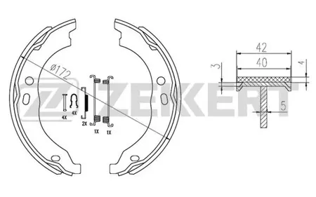 ZEKKERT BK4306 Колодки торм.барабанные задн. с уст. компл. Citroen Jumper (250) 06-, Fiat Ducato (250,290) 09-, Peugeot Boxer (250) 06-