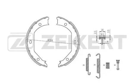 ZEKKERT BK4321 Колодки торм.барабанные задн., стоян. торм.,с уст. компл. BMW 1 (E81,E82,E87,E88) 05-, 2 (F22,F87) 14-, 3 (E46,E90,E91,E92) 99-