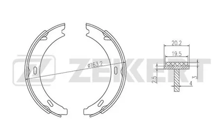ZEKKERT BK4336 Колодки торм.барабанные задн., стоян. торм. Mercedes A-Class (W168,W169) 97-, B-Class (W245) 04-, C-Class (W202) 93-