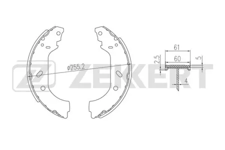 ZEKKERT BK4370 Колодки торм.барабанные задн. Peugeot 806 94-, Expert 96-, Citroen Jumpy 95-, Fiat Scudo (220) 96-, Lancia Zeta (22) 95-