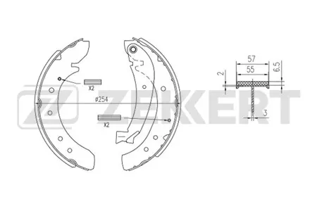 ZEKKERT BK4375 Колодки торм.барабанные задн. Citroen Jumper (230,244) 94-, Jumpy 07-, Fiat Ducato (230) 94-, Peugeot Boxer (230,ZCT) 94-