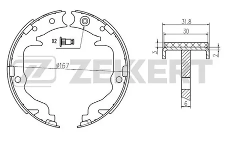 ZEKKERT BK4438 Колодки торм.барабанные задн., стоян. торм. Citroen C4 Aircross 12-, Mitsubishi Lancer VIII 08-, Outlander II 06-, Dodge Caliber 06-